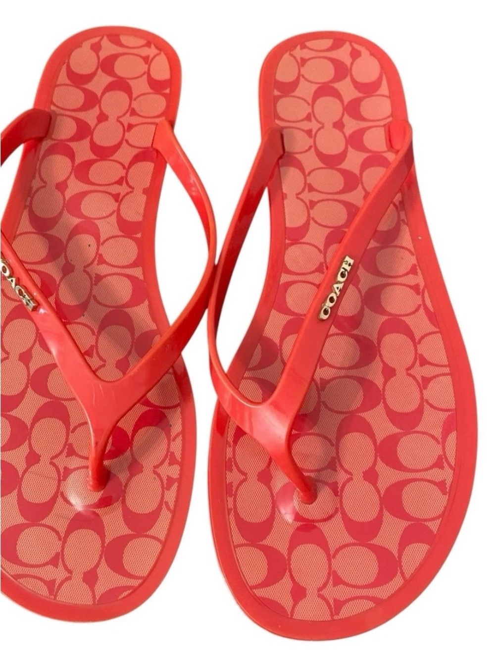 Coach Women’s Coral Logo Jelly Flip Flops